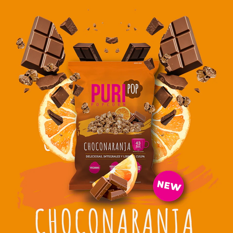 PURIPOP POPCORN CHOCOLATE NARANJA 170GR 1
