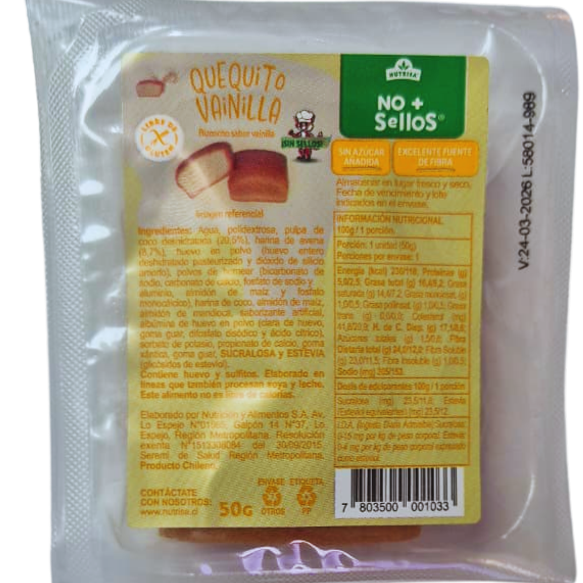 MINI QUEQUE VAINILLA NUTRISA 40G - CATEDRAL  1