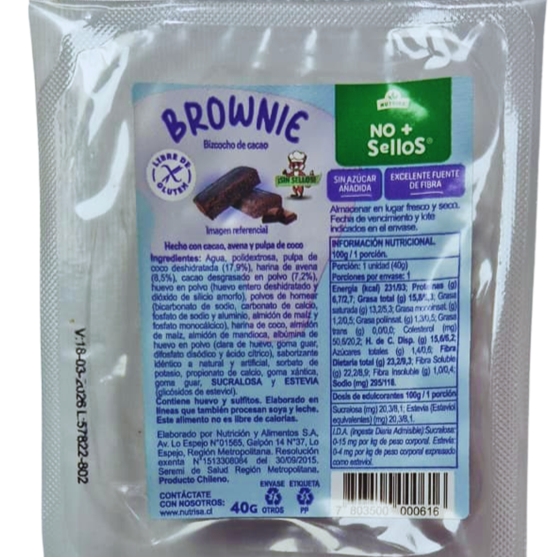BROWNIE NUTRISA 40 GR UNIDAD - CATEDRAL 1