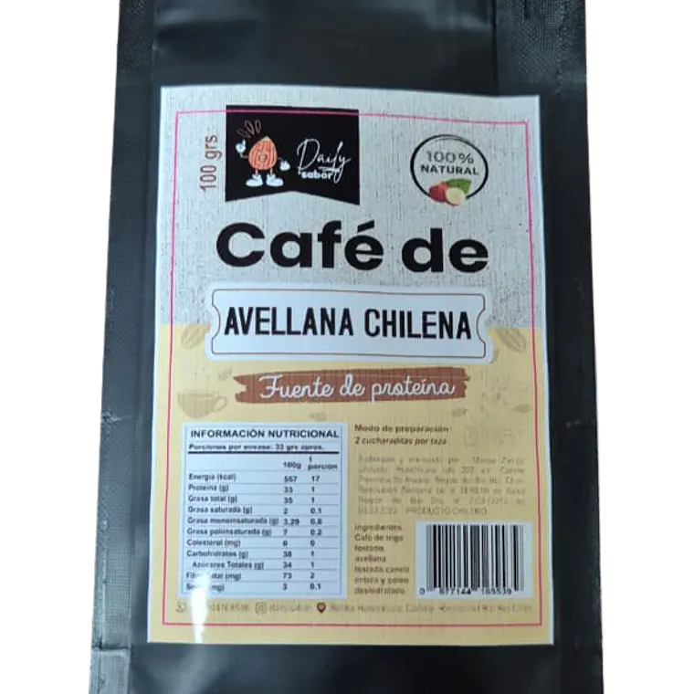 CAFE NATURAL SABOR AVELLANA CHILENA 100G ARTESANAL- TRAIGUEN 1