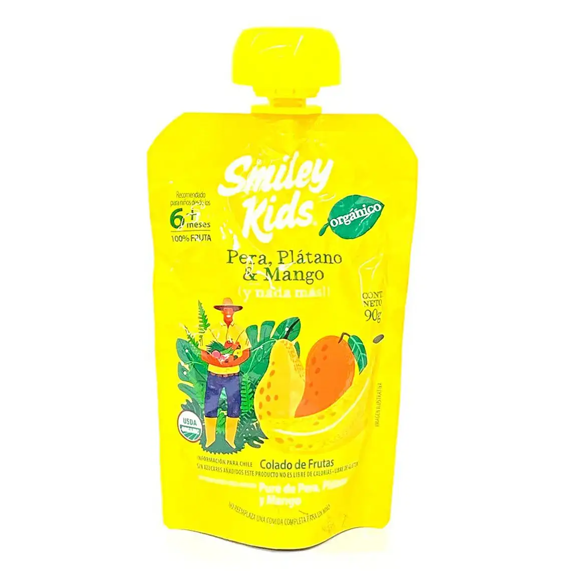 SMILEY KIDS COLADO ORGANICO PERA PLATANO MANGO GLUTEN FREE 90GR - CATEDRAL 1