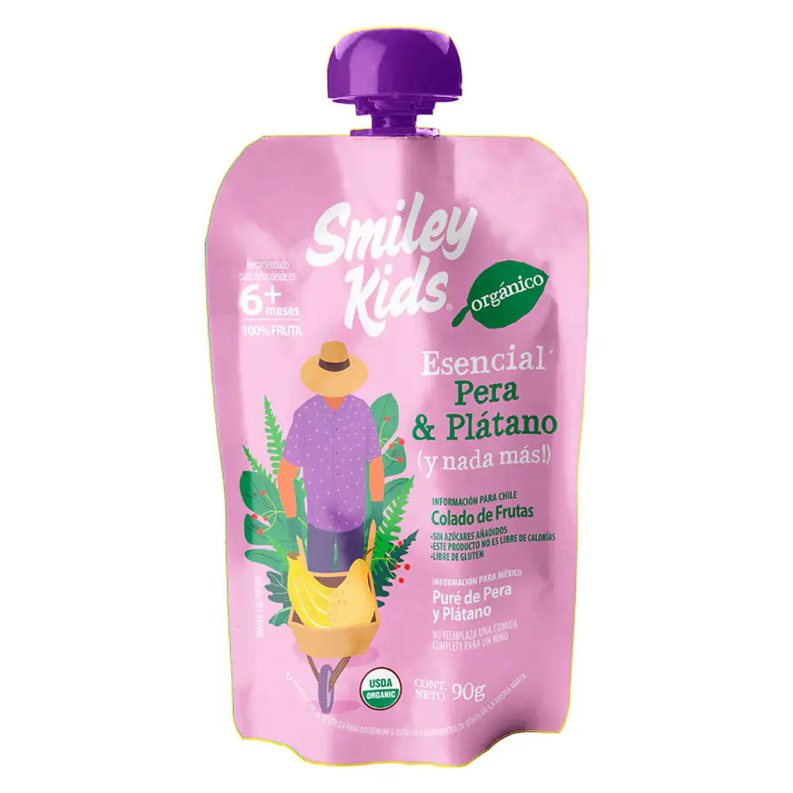 SMILEY KIDS COLADO ORGANICO ESENCIAL PERA PLATANO GLUTEN FREE 90GR - CATEDRAL 1