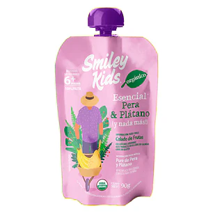 SMILEY KIDS COLADO ORGANICO ESENCIAL PERA PLATANO GLUTEN FREE 90GR - CATEDRAL