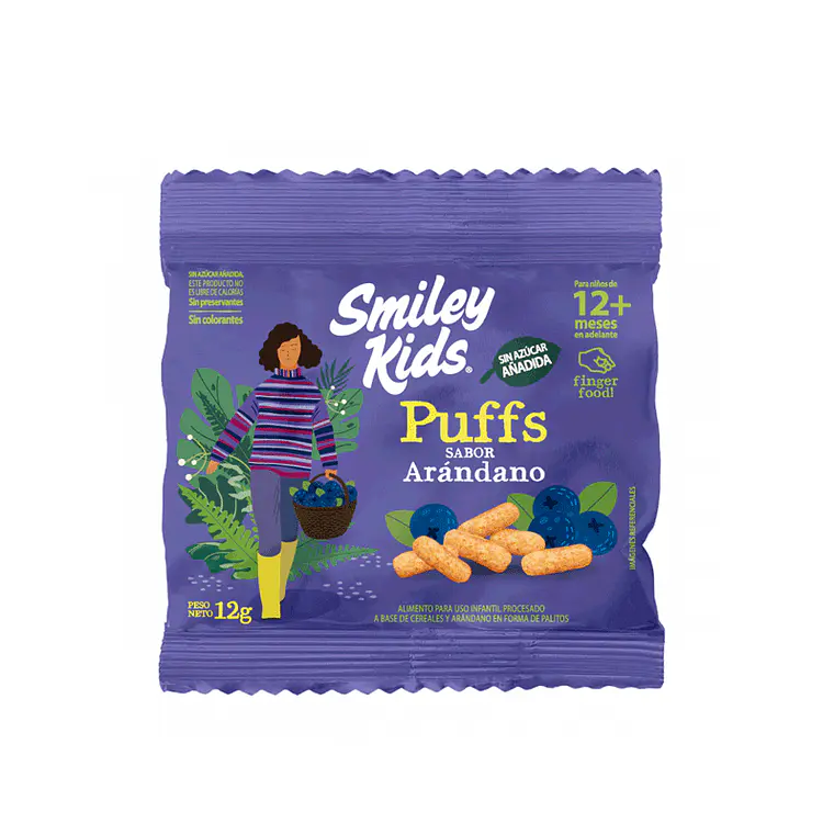 SMILEY KIDS SNACK PUFFS ARANDANO 12GR - CATEDRAL 1