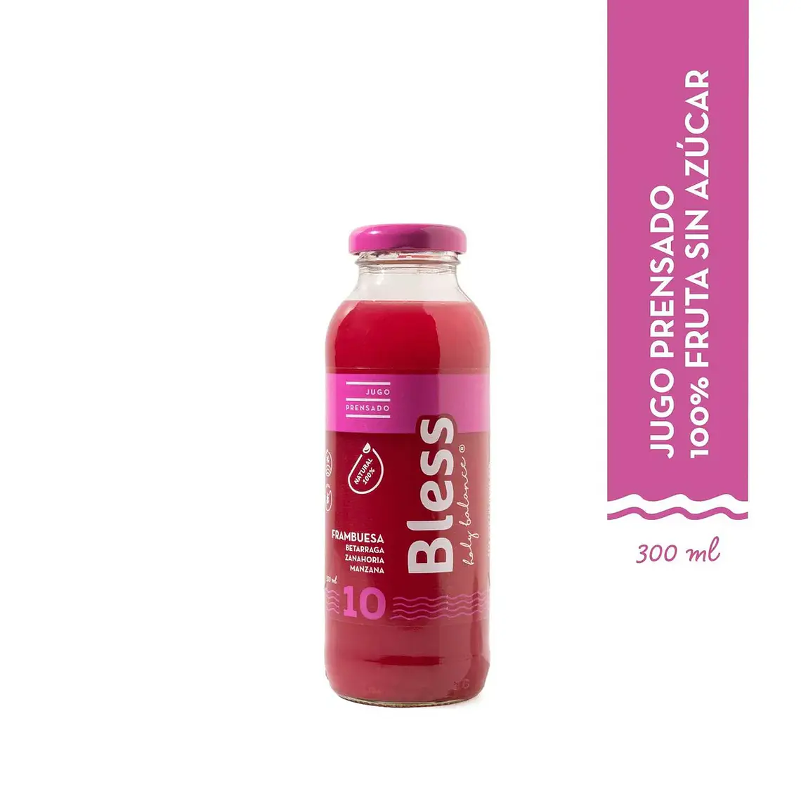 JUGO PRENSADO BLESS 10 FRAMBUESA BETARRAGA ZANAHORIA MANZANA 300ML 1