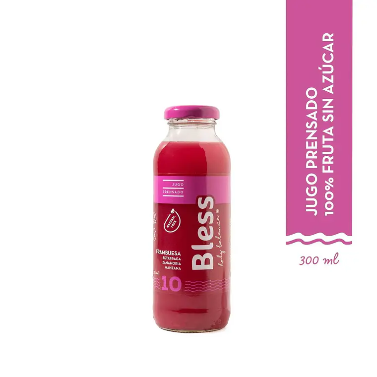 JUGO PRENSADO BLESS 10 FRAMBUESA BETARRAGA ZANAHORIA MANZANA 300ML 1