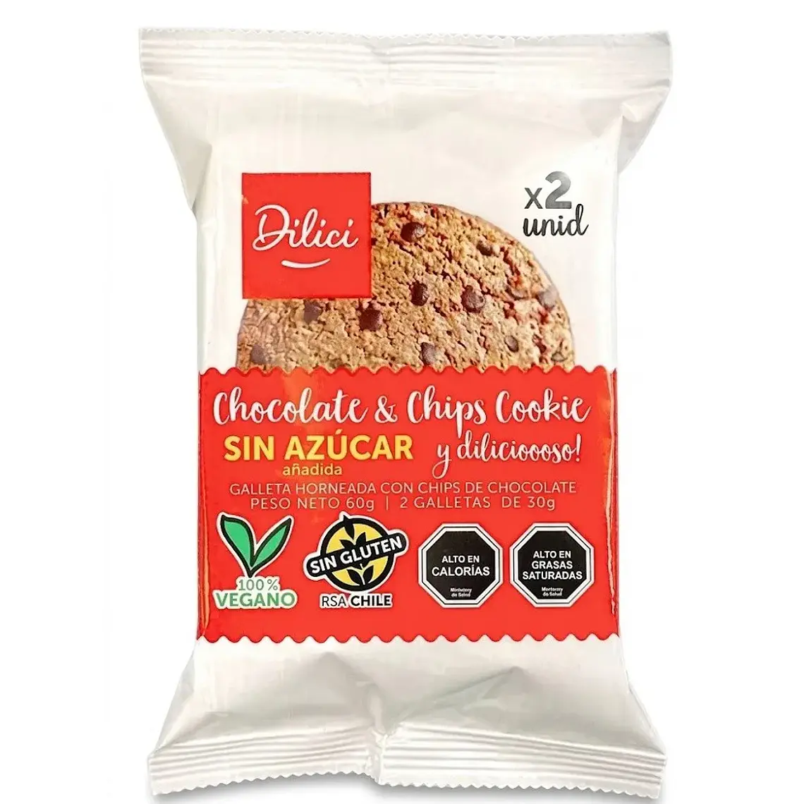 GALLETA DE CHOCOLATE & CHIPS DILICI 2 UN 60 GRS - CATEDRAL 1