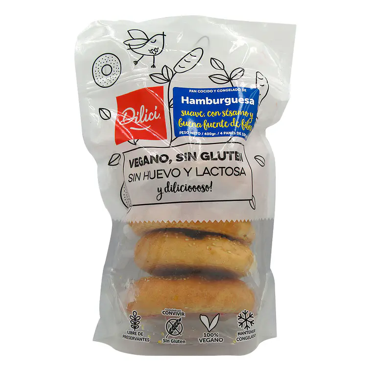 PAN HAMBURGUESA CON SESAMO DILICI (4 UNI) 400GR - CATEDRAL 1