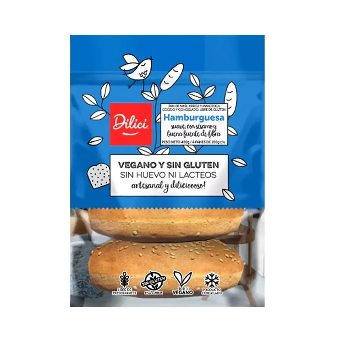 PAN HAMBURGUESA NOIR DILICI (4 UNI) 400GR - CATEDRAL 1