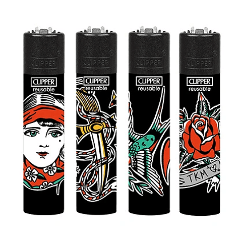 encendedor clipper tattoo - c/u