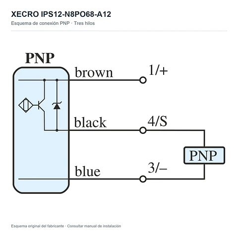 Sensor Inductivo Xecro IPS12-N8PO68-A12 PNP M12 8mm