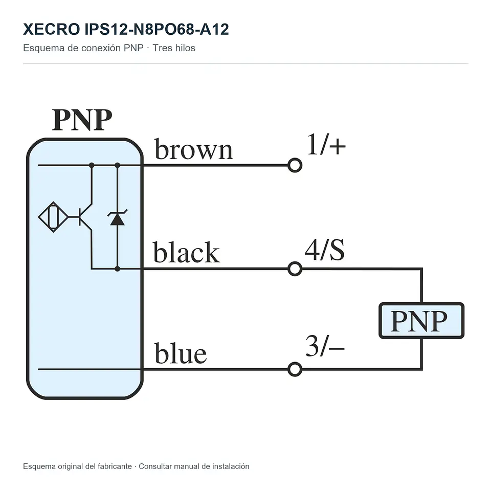 Sensor Inductivo Xecro IPS12-N8PO68-A12 PNP M12 8mm 2
