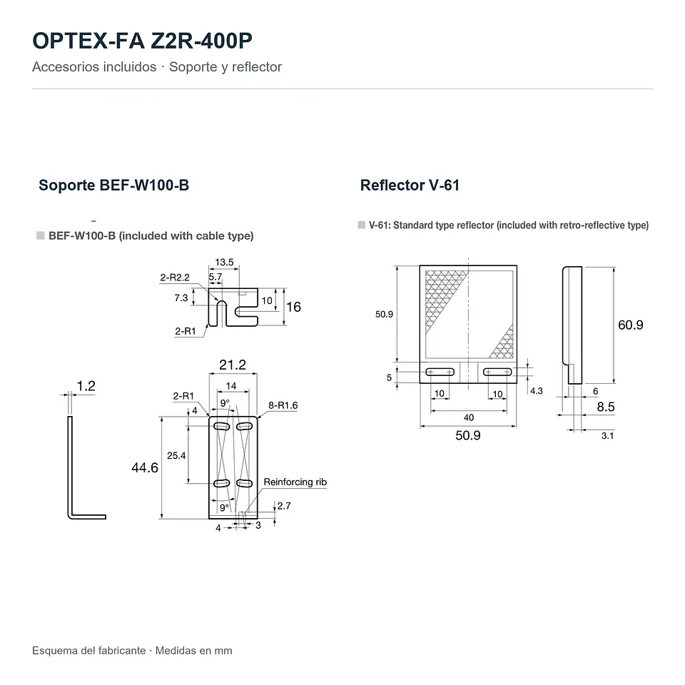 Sensor Fotoeléctrico Optex Z2R-400P PNP 4m Con Reflector 2