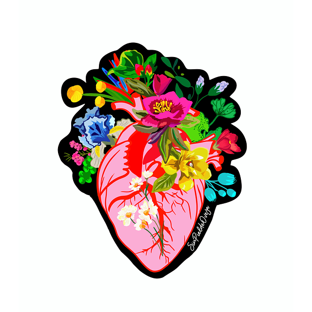 Mega parche Heart in flowers by Sinpieldeoveja 32x25 cms