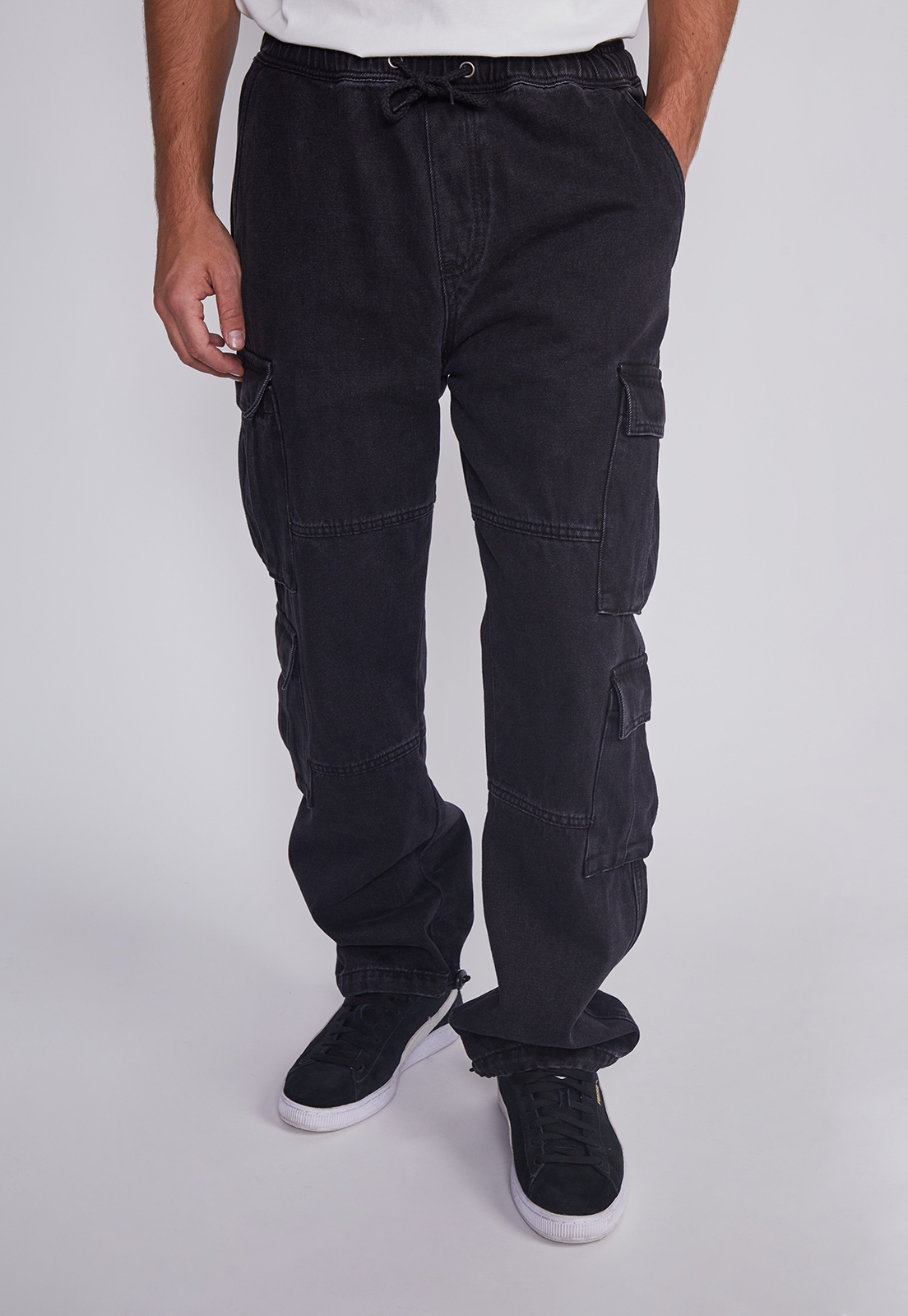 Jeans Hombre Multicargo Negro Sioux 1