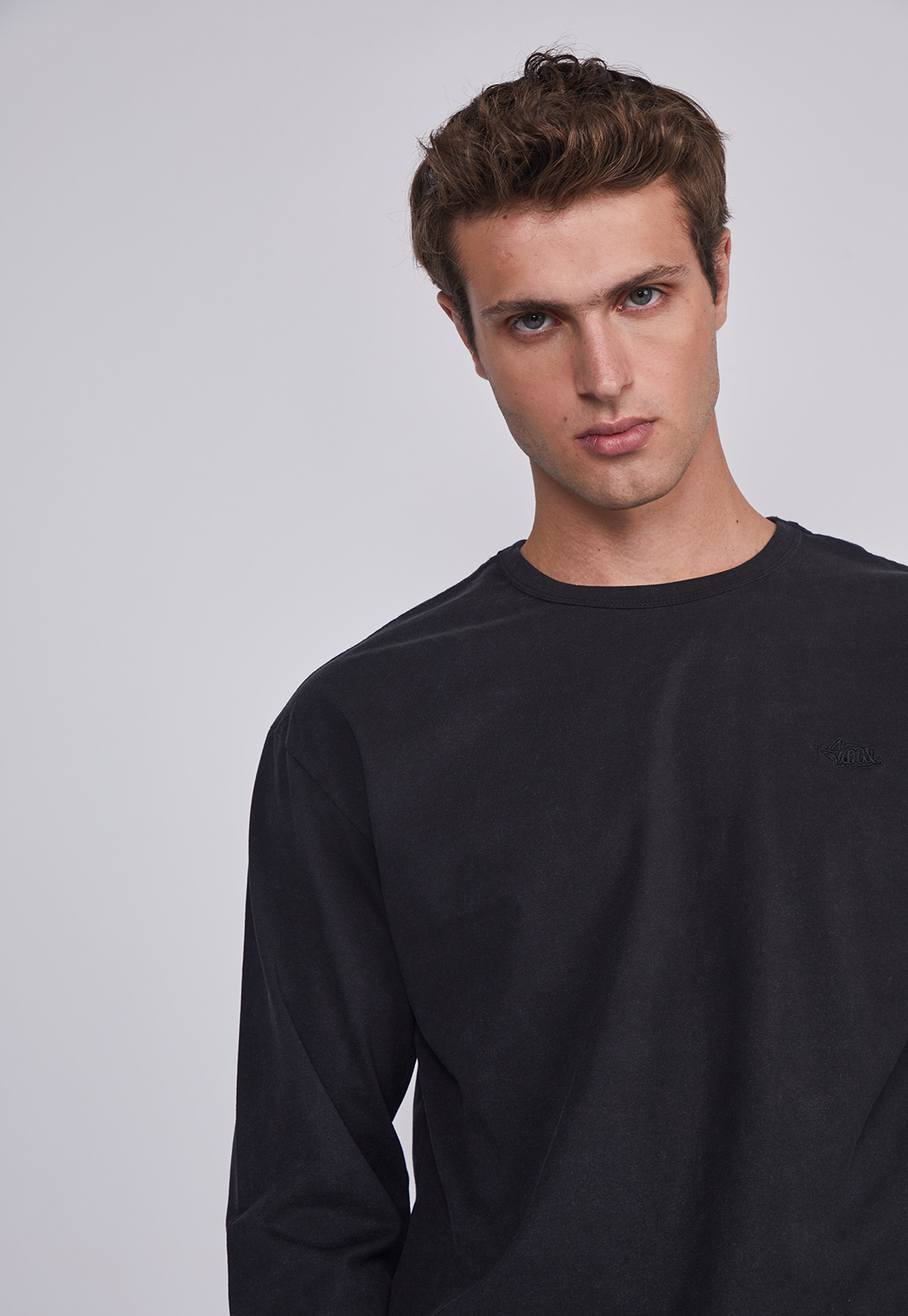 Polera Hombre Lavada Basica Negro Sioux 3