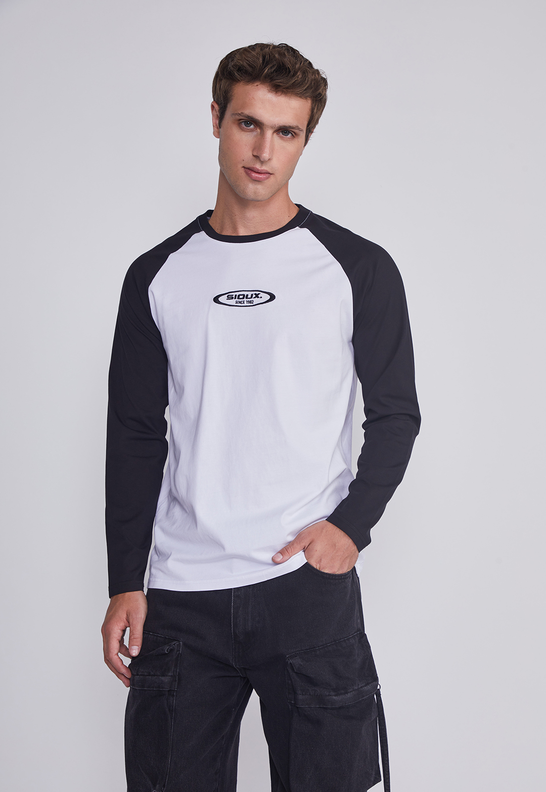 Polera Hombre Bicolor Negro Sioux 1