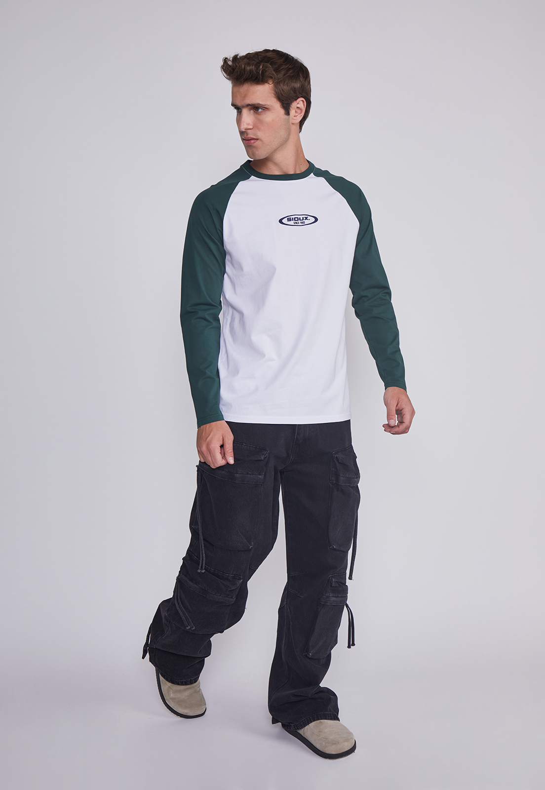 Polera Hombre Bicolor Verde Sioux 5