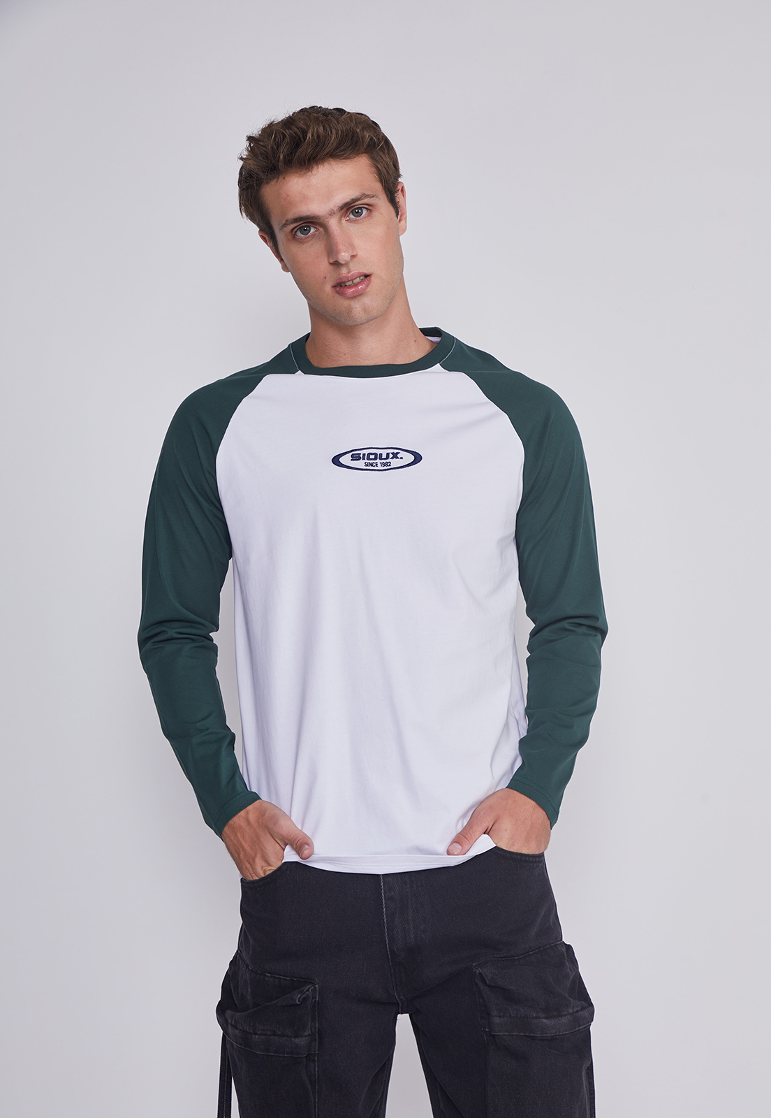 Polera Hombre Bicolor Verde Sioux 1