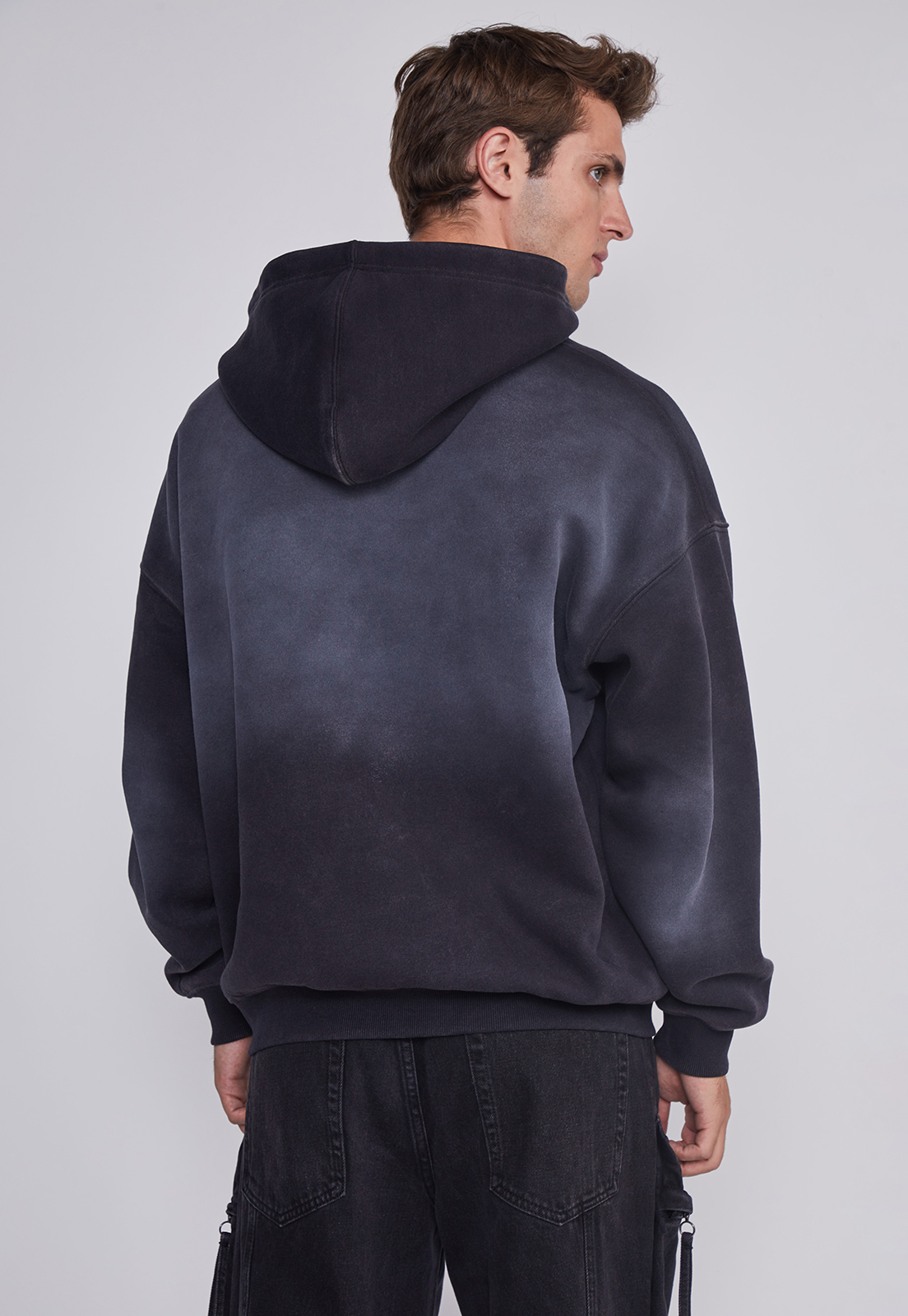 Polerón Hombre Cropped Lavado Negro Sioux 4