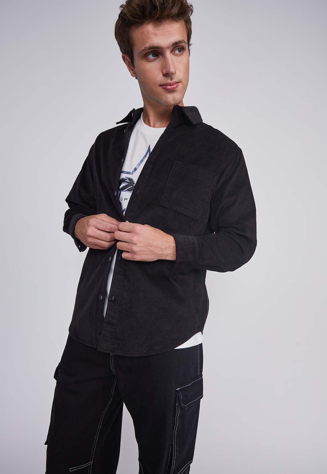 Camisa Hombre Cotele Azul Sioux 2