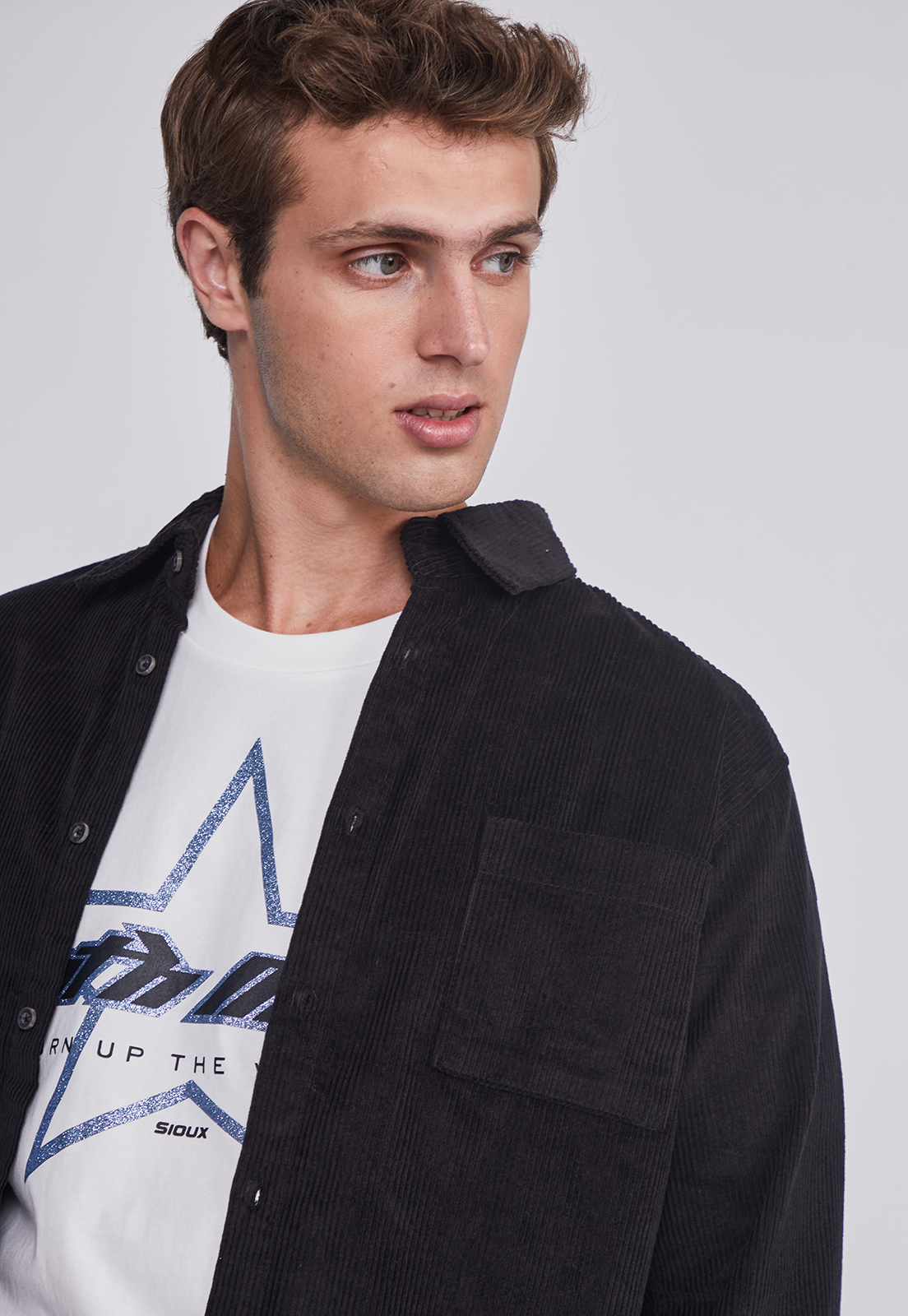 Camisa Hombre Cotele Azul Sioux 3