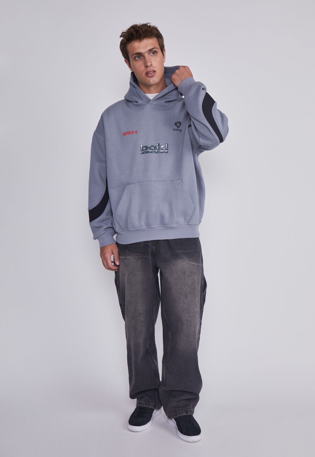 Polerón Hombre Aplicacion Brazos Gris Sioux 5