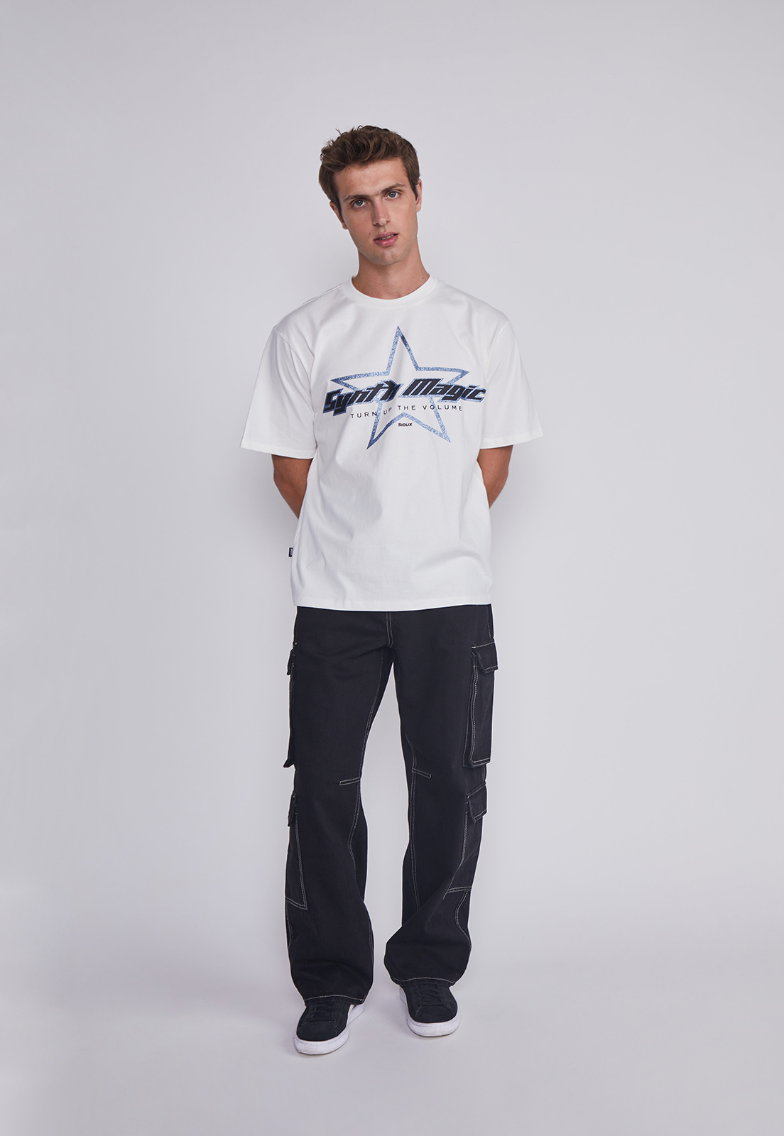 Jeans Hombre Multicargo Contraste Negro Sioux 5