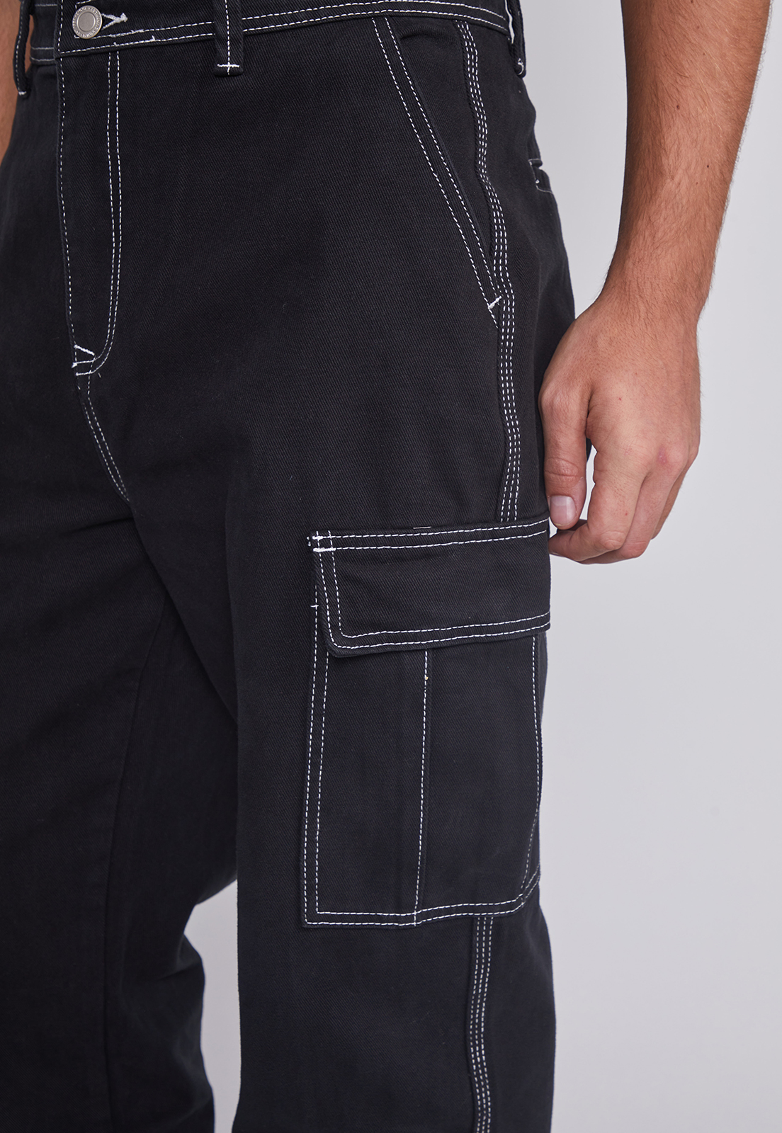Jeans Hombre Cargo Contraste Negro Sioux 3