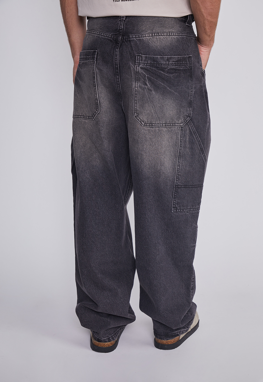 Jeans Hombre Wide Leg Cinturon Negro Sioux 3