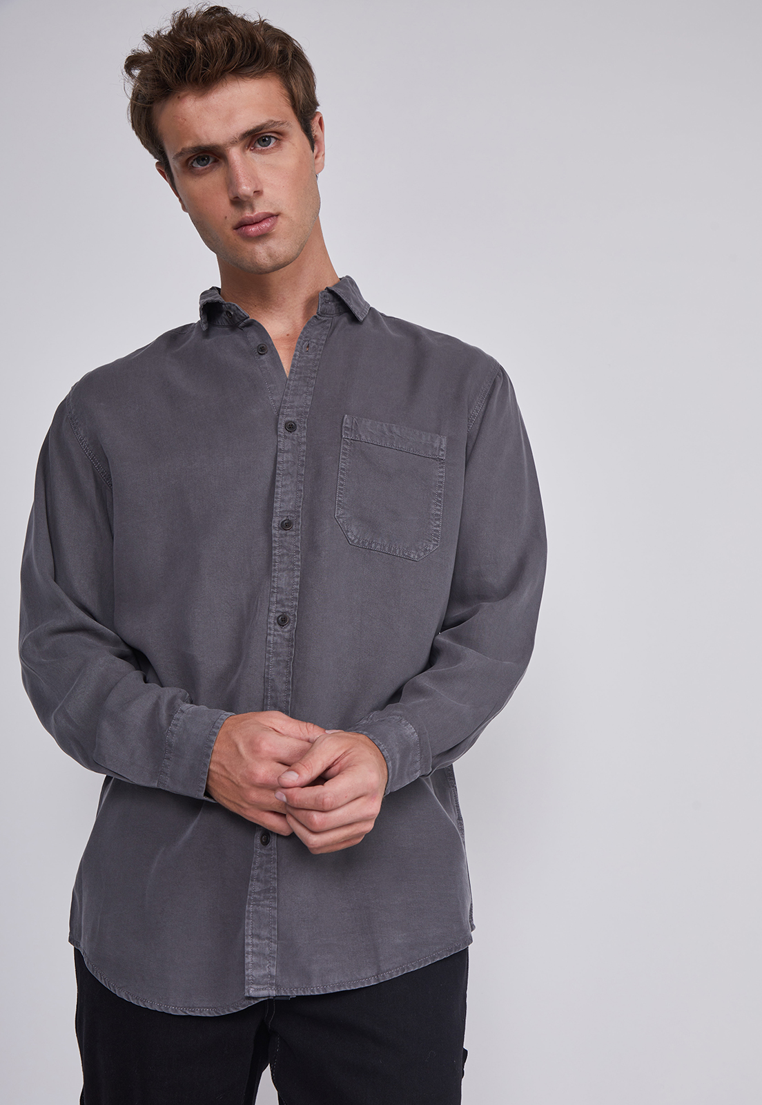 Camisa Hombre Lavada Gris Sioux 2