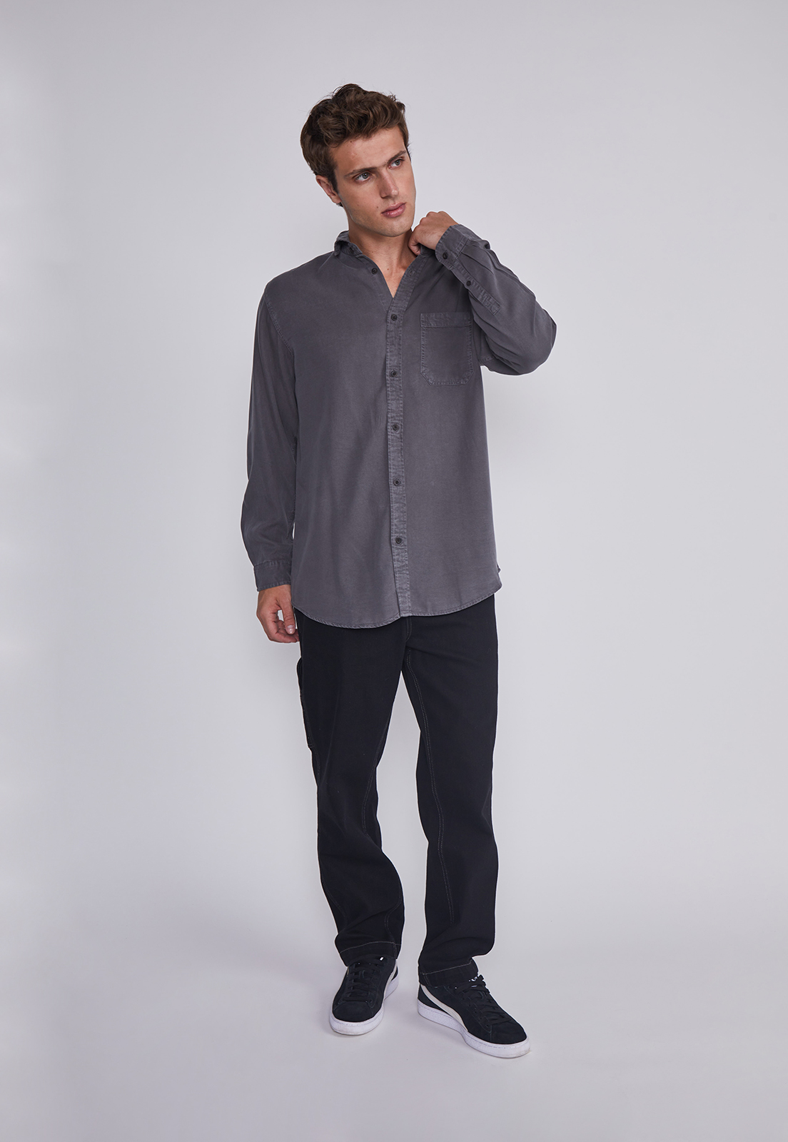Camisa Hombre Lavada Gris Sioux 5