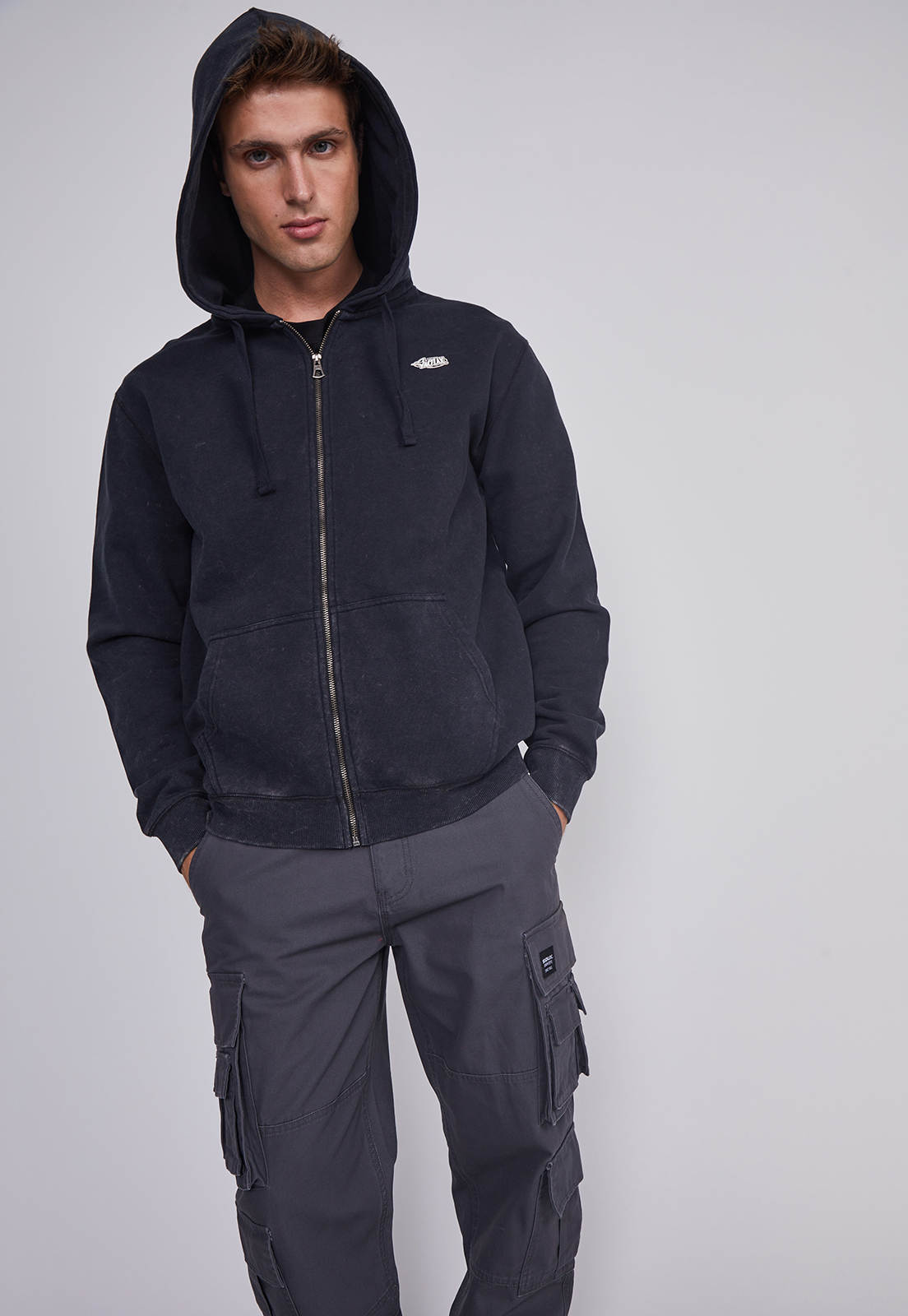 Polerón Hombre Basico Lavado Negro Sioux 2