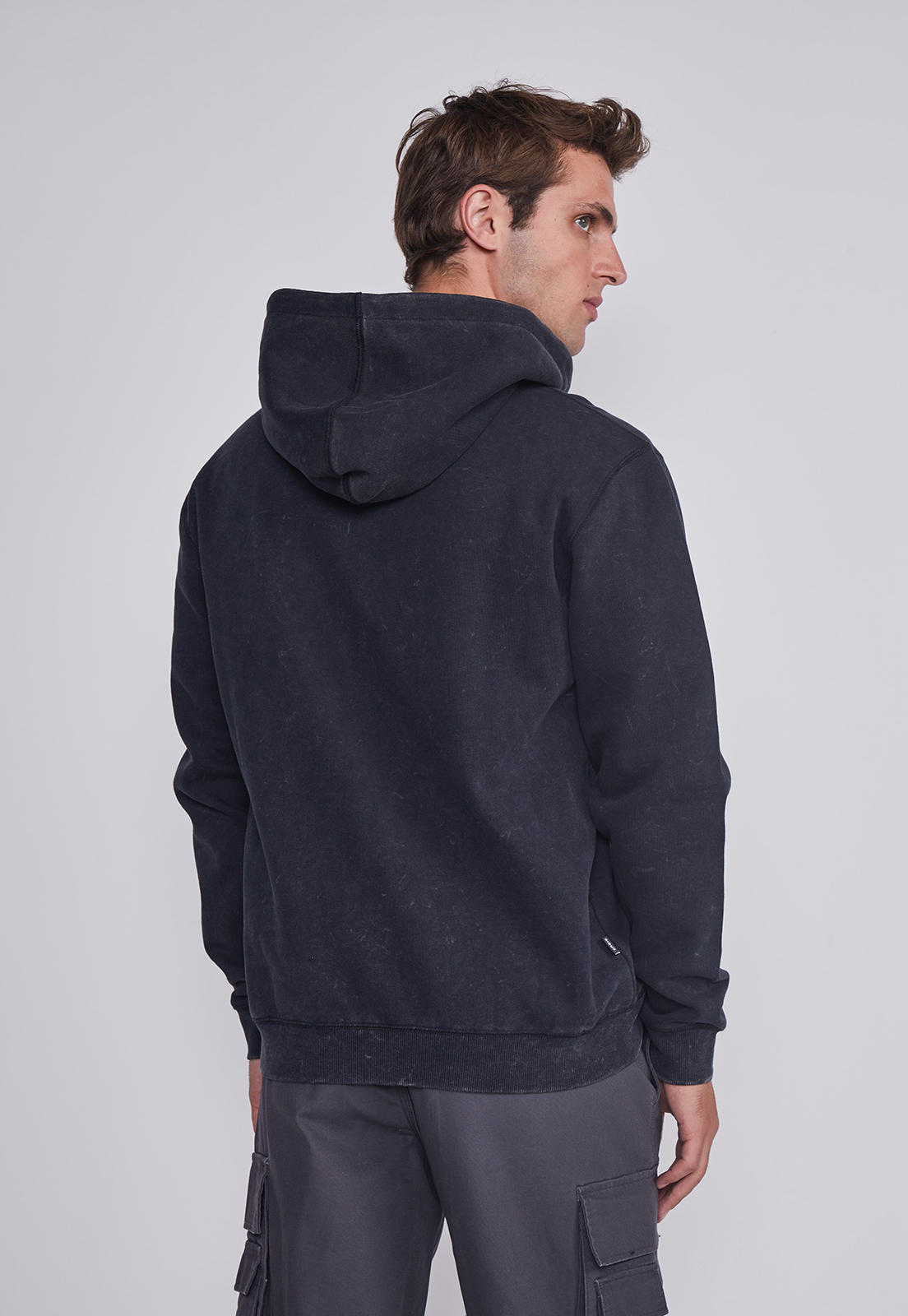 Polerón Hombre Basico Lavado Negro Sioux 4