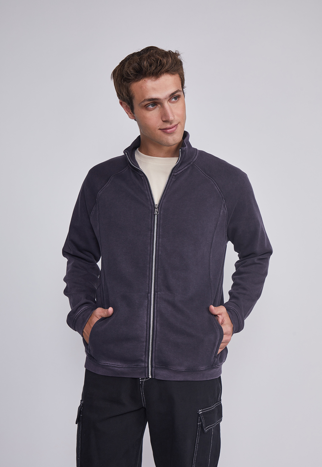 Polerón Hombre Con Cierre Gris Sioux 1