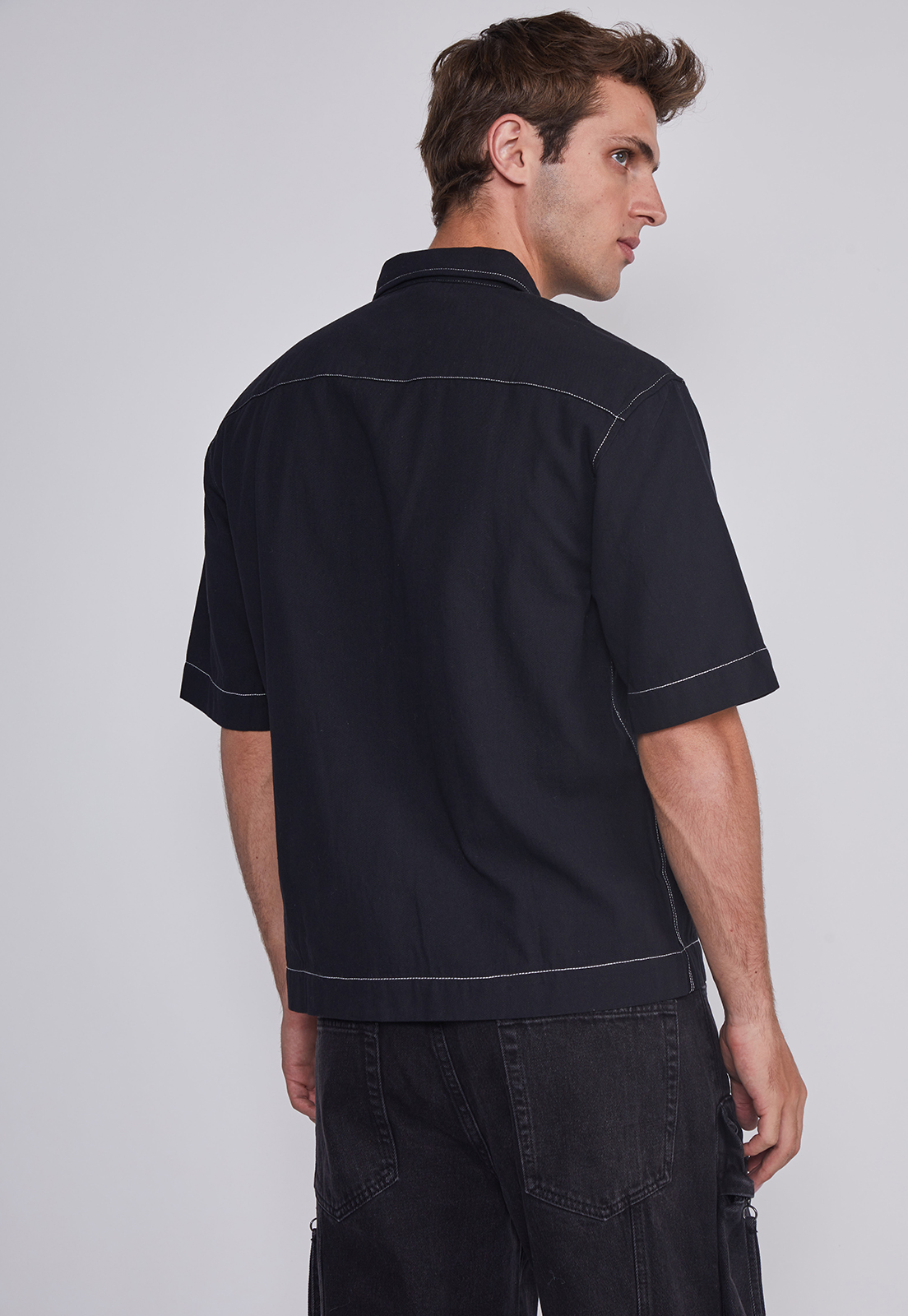 Camisa Hombre Costuras Negro Sioux 3