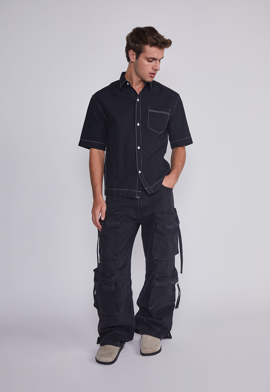 Camisa Hombre Costuras Negro Sioux 4