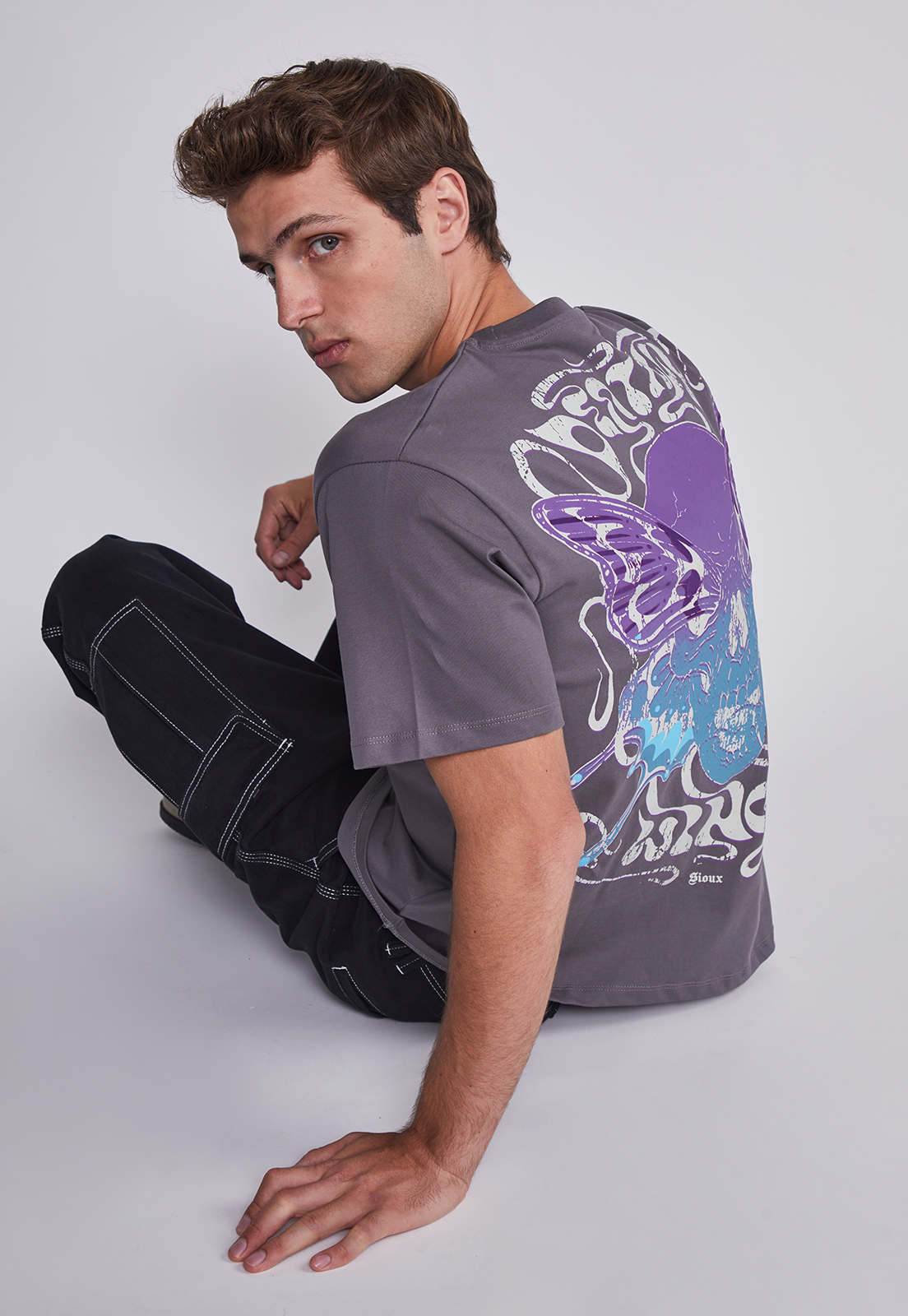 Polera Hombre Mariposa Gris Sioux 2