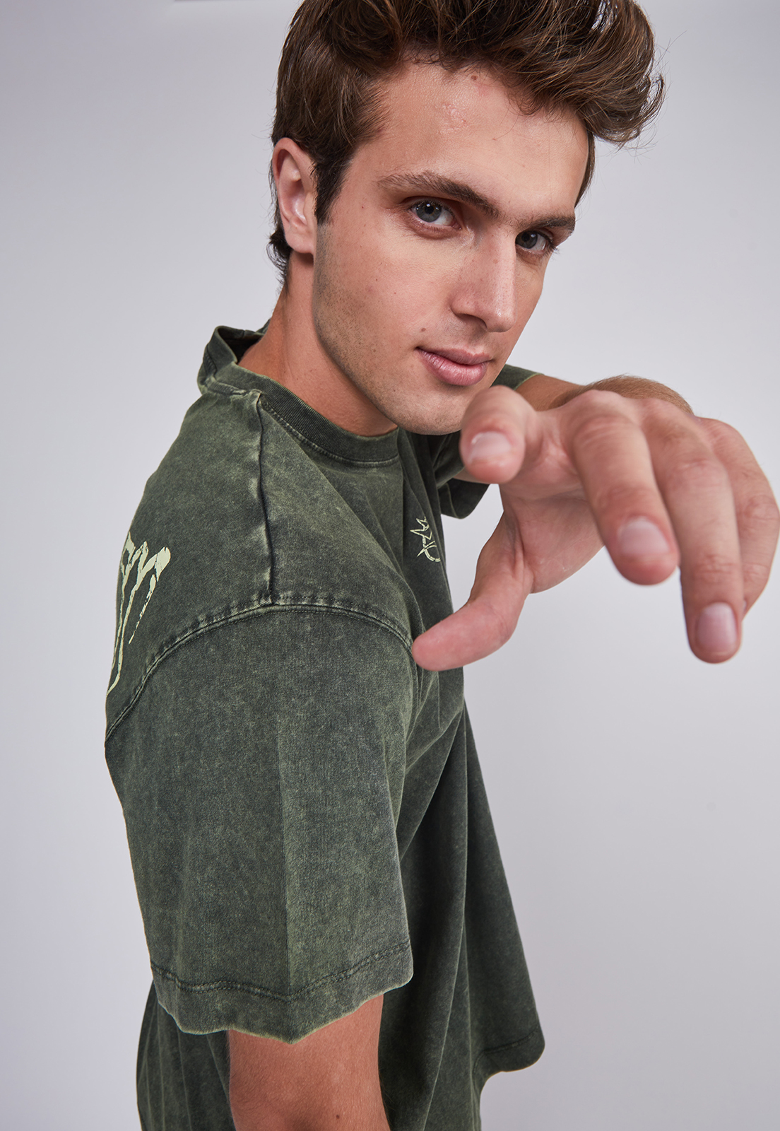 Polera Hombre Lavada Verde Sioux 2