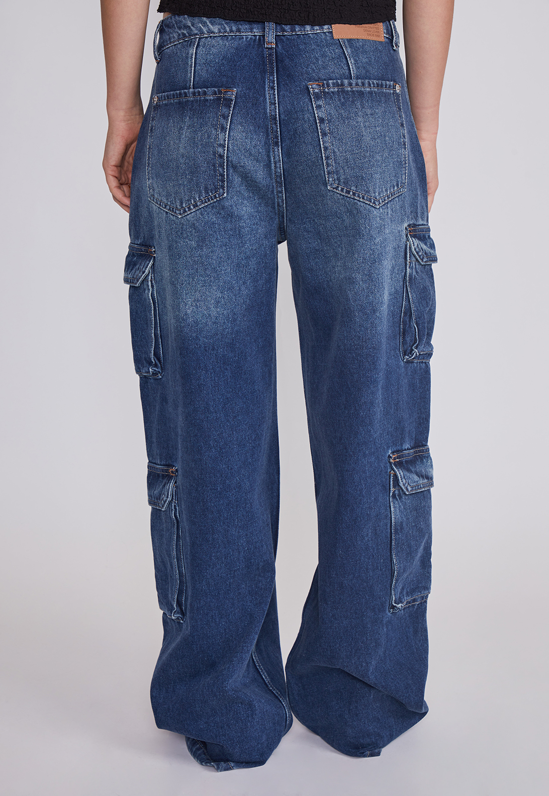 Jeans Mujer Wide Leg Cargo Azul Sioux 4