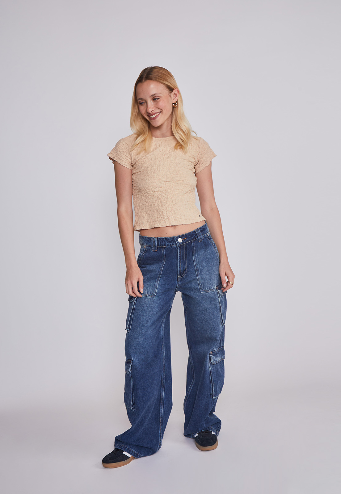 Polera Mujer Texturada Beige Sioux 5