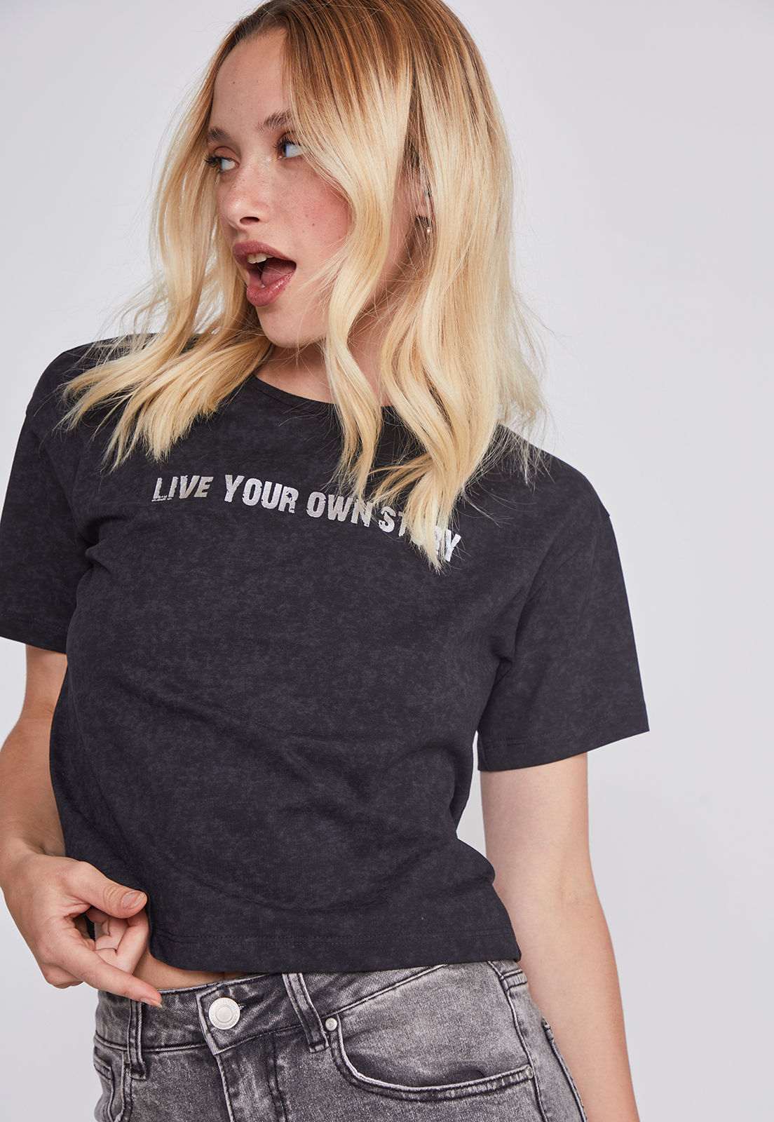 Polera Mujer Lavada Gris Sioux 2