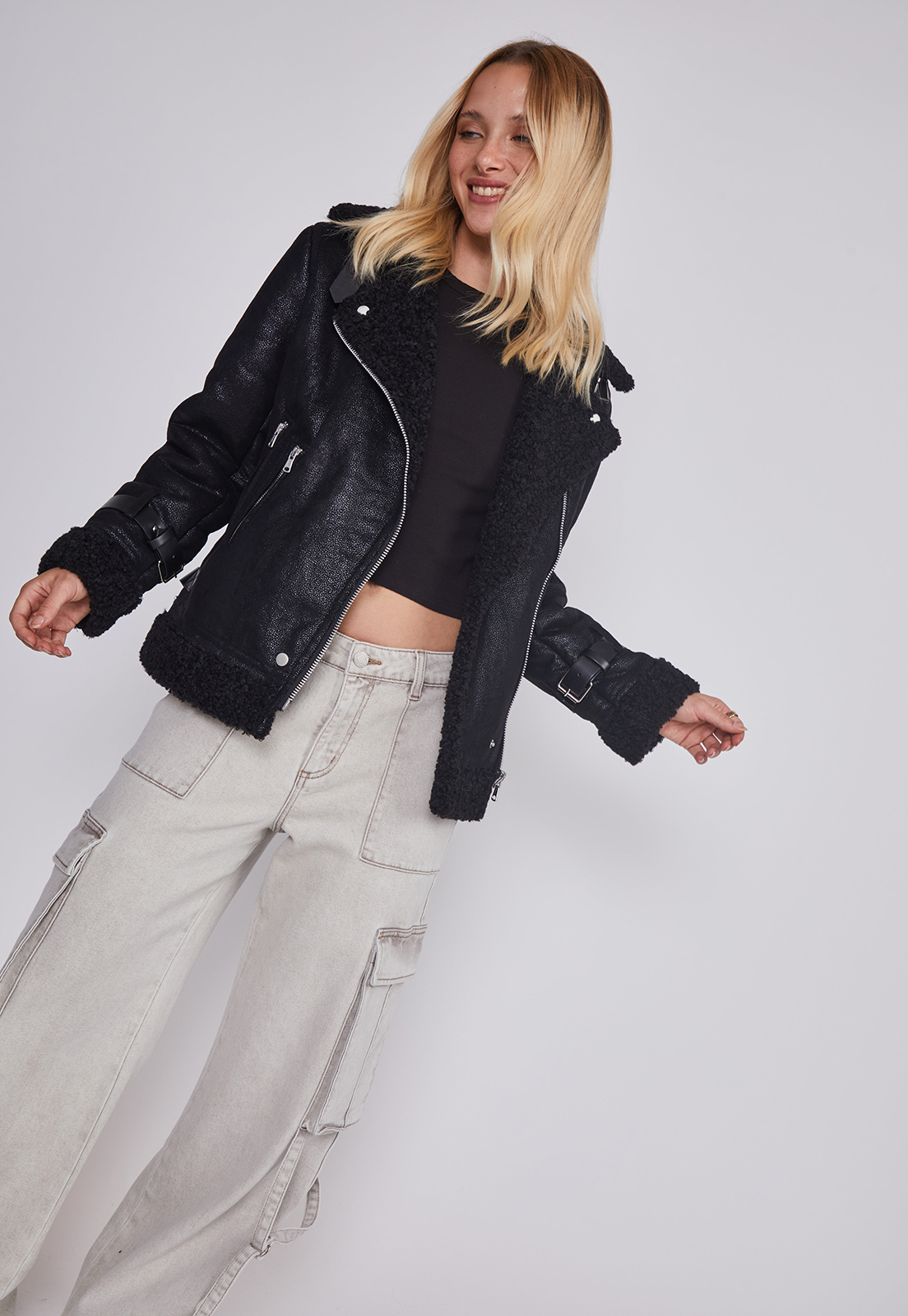 Chaqueta Mujer Aviadora Negro Sioux 2