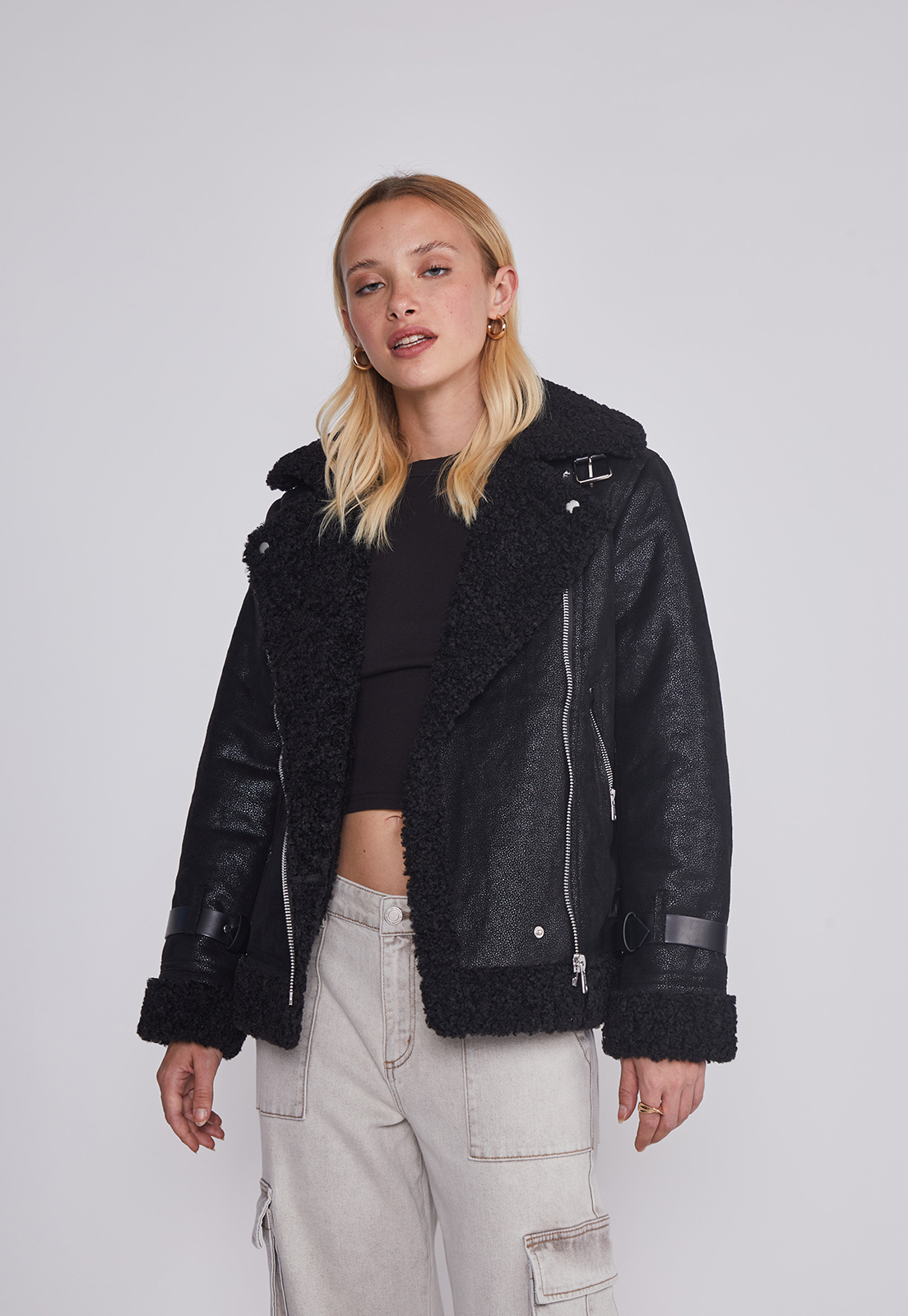 Chaqueta Mujer Aviadora Negro Sioux 1