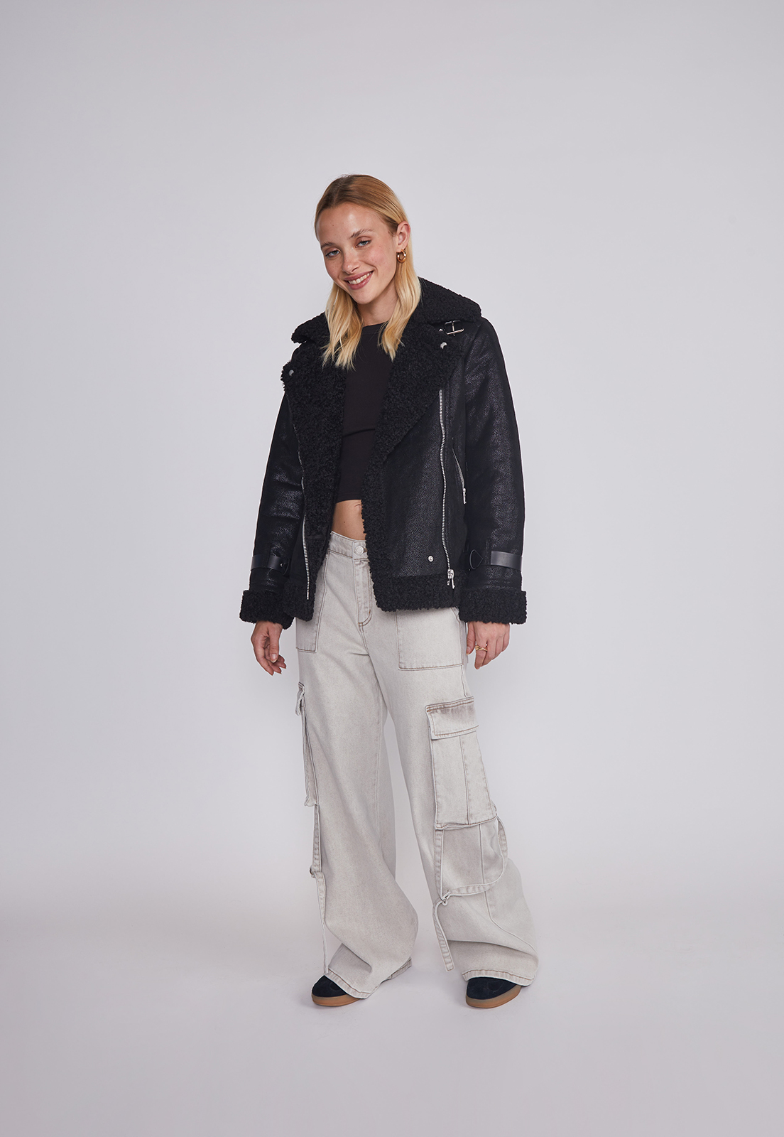 Chaqueta Mujer Aviadora Negro Sioux 5