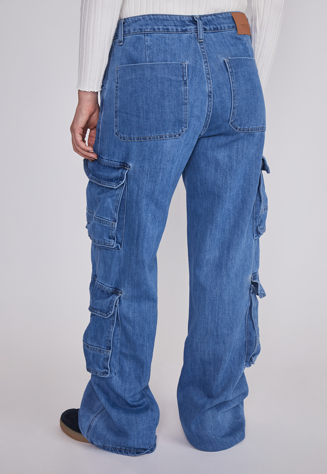 Jeans Mujer Cargo Wide Leg Azul Sioux 4