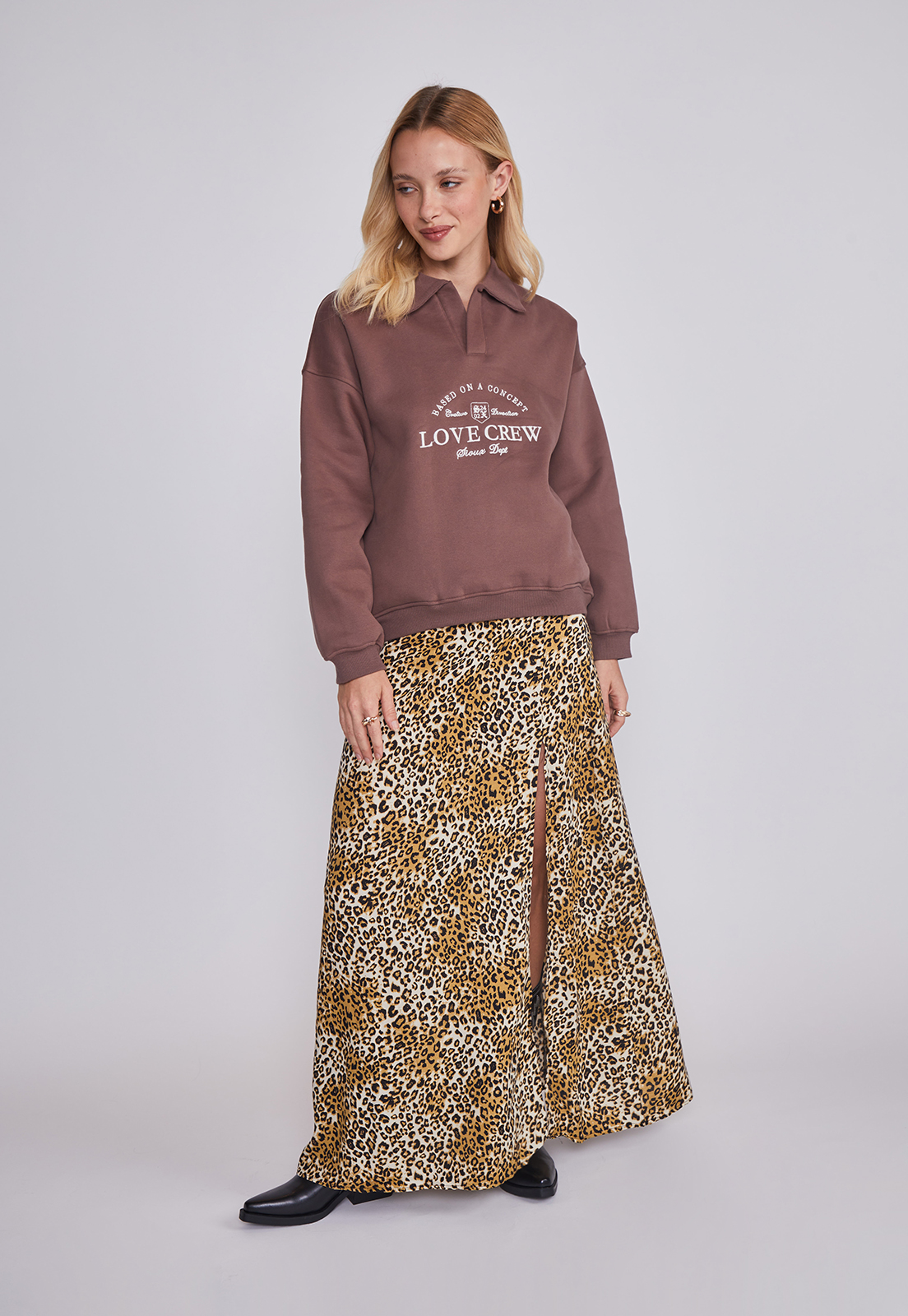 Polerón Mujer Contraste Café Sioux 4