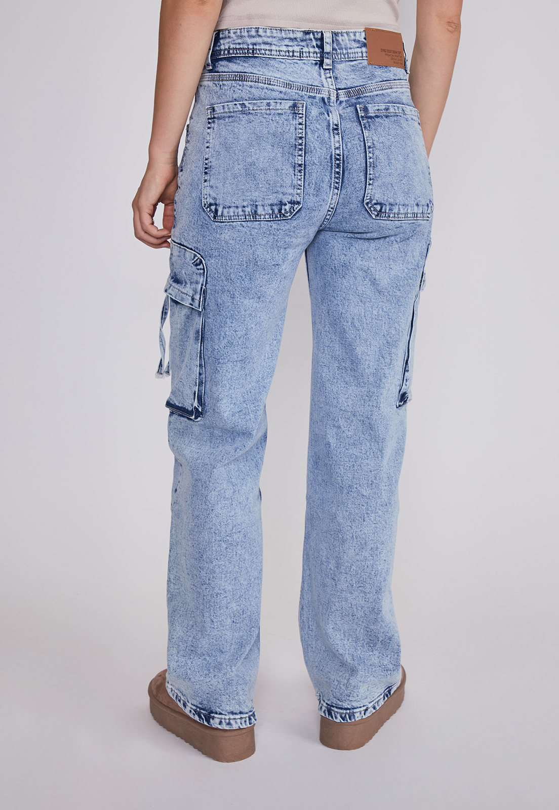 Jeans Mujer Cargo Multibolsillos Azul Sioux 4