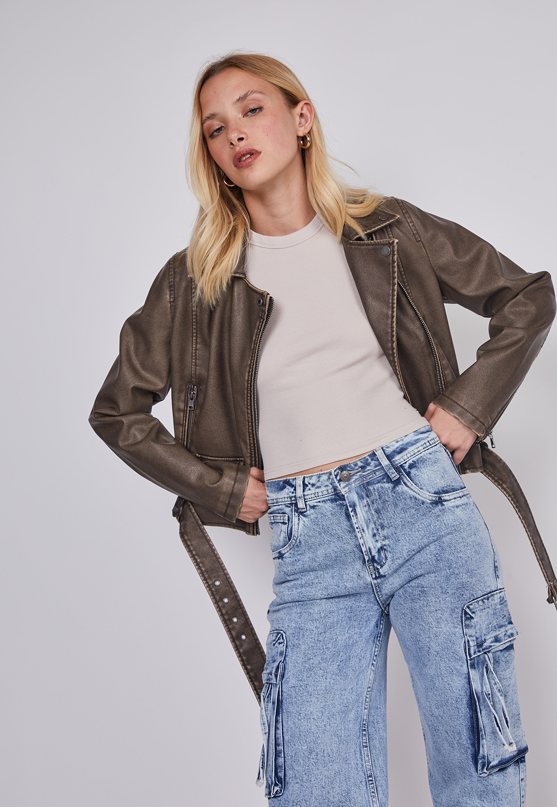 Jeans Mujer Cargo Multibolsillos Azul Sioux 2