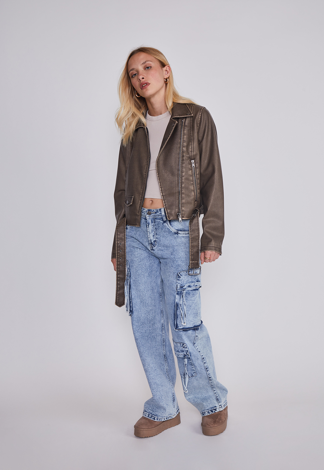 Jeans Mujer Cargo Multibolsillos Azul Sioux 5